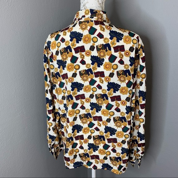 Vintage KORET Printed Graphic Medals Top Size 12 - Picture 4 of 4